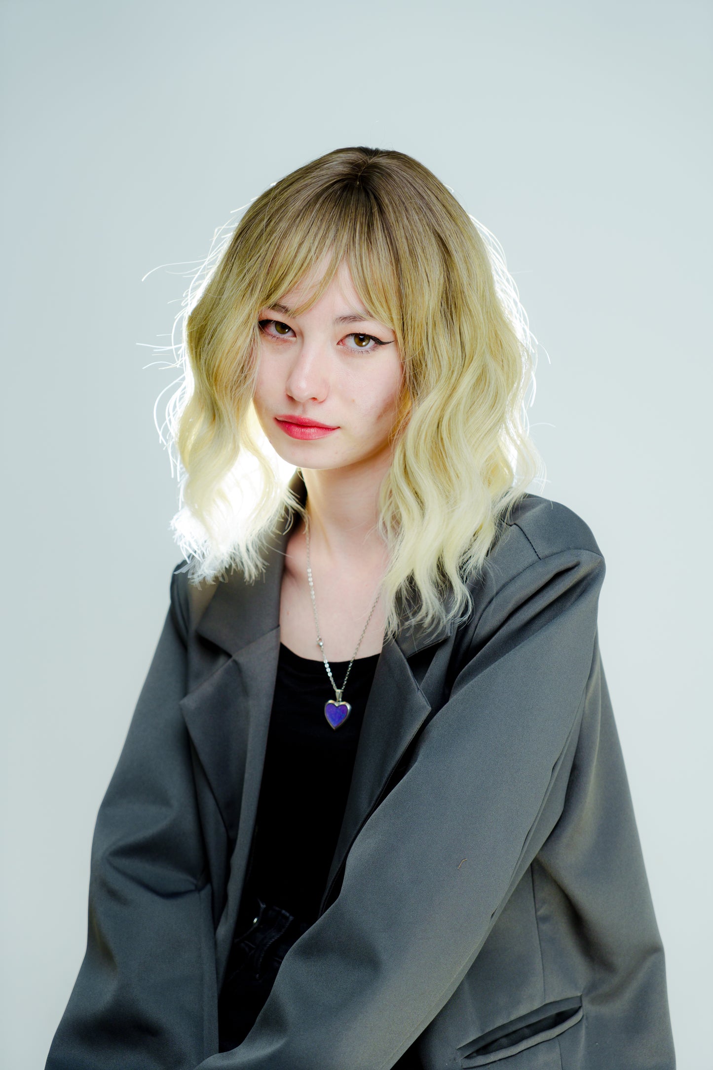 #6 Gradient Blonde Curly Short Wig (with Bangs)